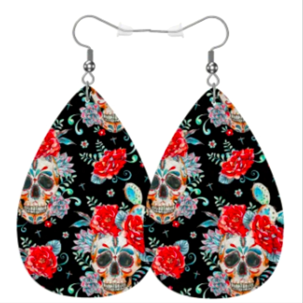Beautiful skull floral earrings